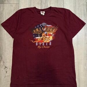 Harley Davidson Y2K Eagle Leonminster MA Maroon Short Sleeve Crew T-Shirt XL men